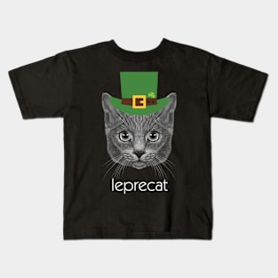 Leprechaun Cat St Patricks Day Kids T-Shirt